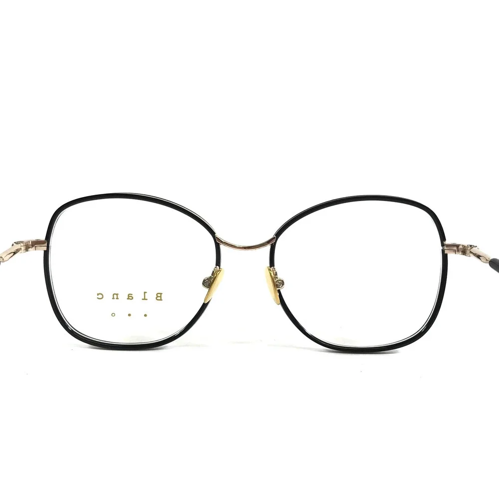 Nathalie Blanc Eyeglasses Frames ANNA 210 Black Gold Cat Eye Wire Rim 50-17-140
